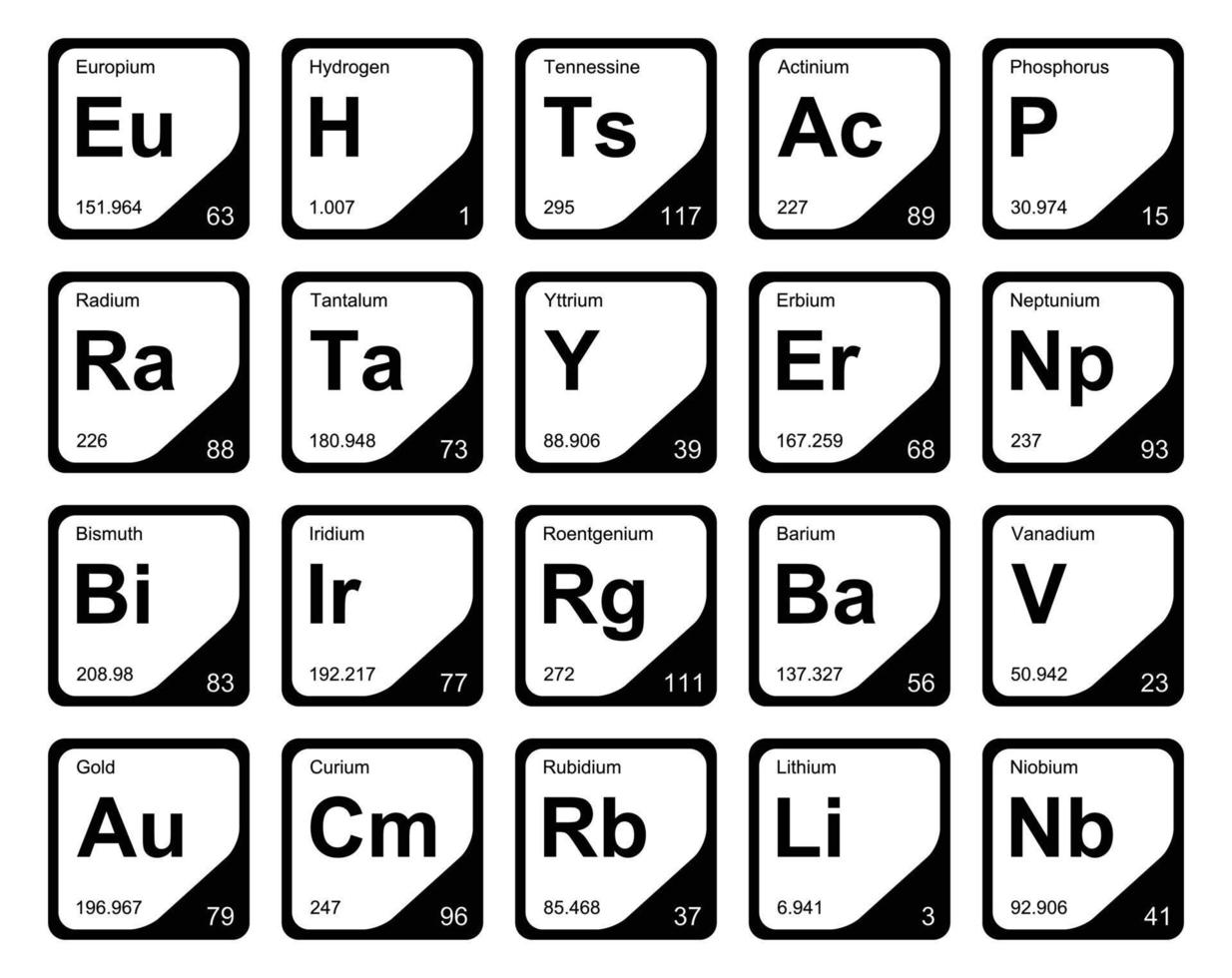 20 Preiodic table of the elements Icon Pack Design vector