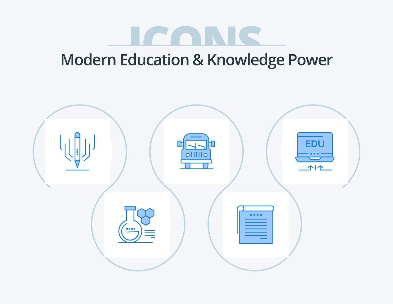 Modern Education And Knowledge Power Blue Icon Pack 5 Icon Design. hardware. education. digital art . vehicle. truck vector