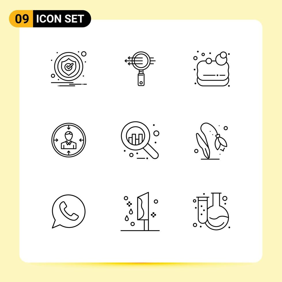 Stock Vector Icon Pack of 9 Line Signs and Symbols for resume personal soap hunting employee Editable Vector Design Elements