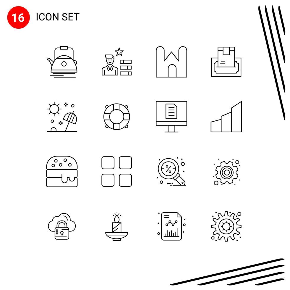 Modern Set of 16 Outlines and symbols such as money cash personal buy fortress Editable Vector Design Elements