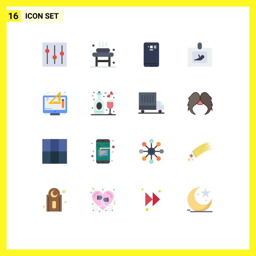 conjunto de 16 iconos de interfaz de usuario modernos signos de símbolos para medicina cámara de spa para bebés paquete editable móvil de elementos de diseño de vectores creativos