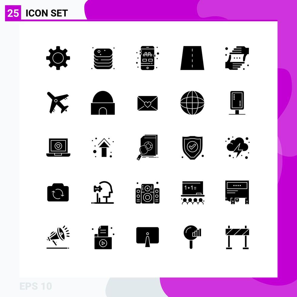 Universal Icon Symbols Group of 25 Modern Solid Glyphs of highway creative shop construction transport Editable Vector Design Elements