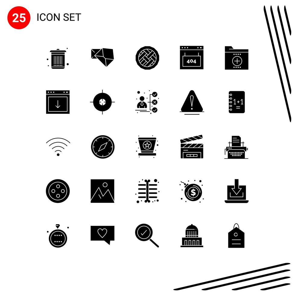 Modern Set of 25 Solid Glyphs and symbols such as seo interface baking error pumpkin Editable Vector Design Elements
