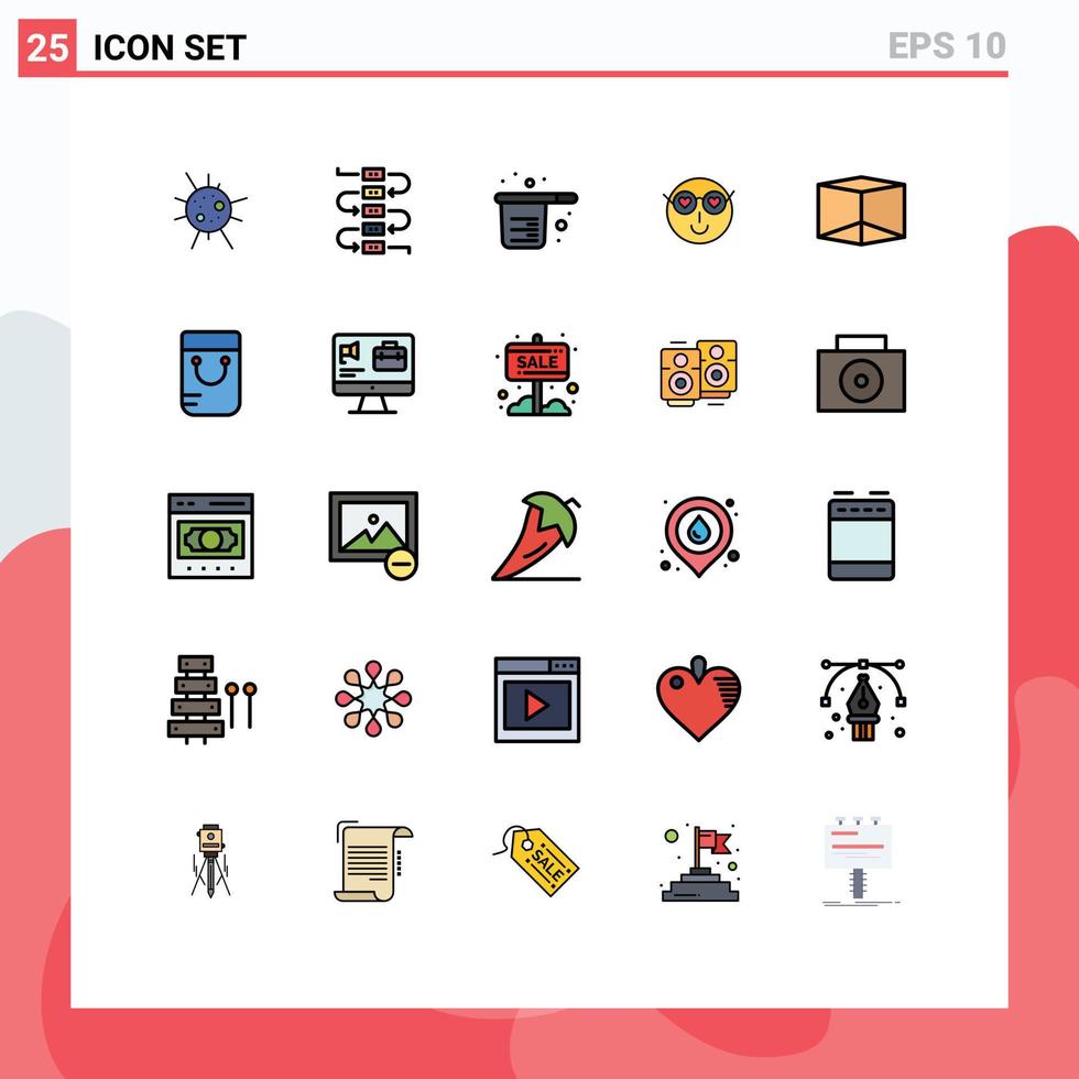 Stock Vector Icon Pack of 25 Line Signs and Symbols for product user cooking cute emoji Editable Vector Design Elements