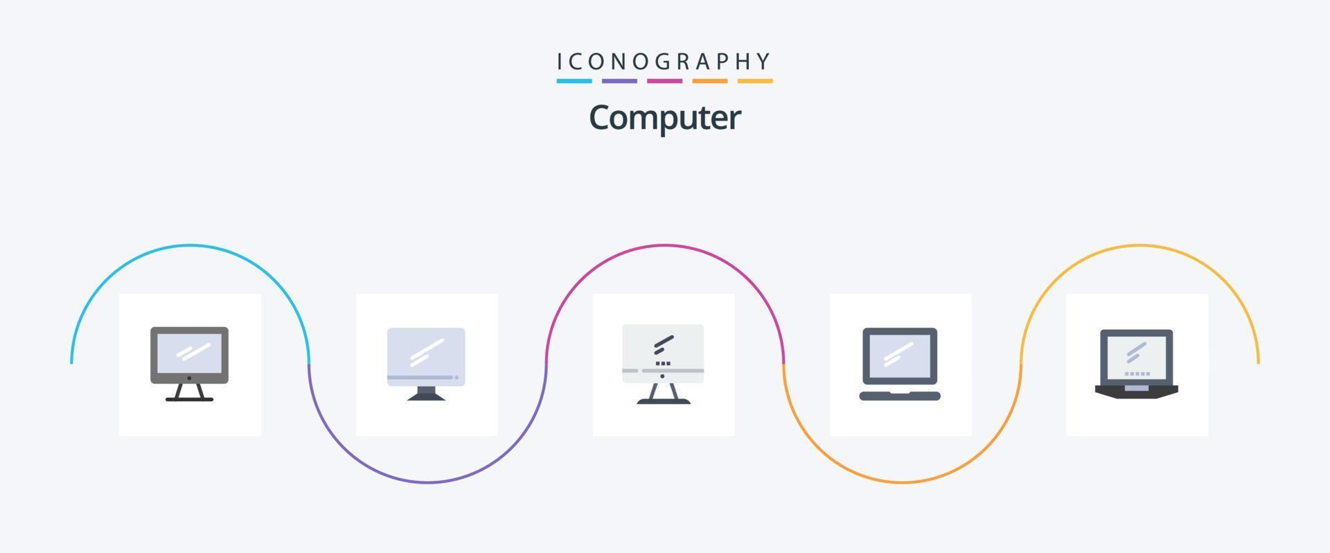 Computer Flat 5 Icon Pack Including . imac. vector