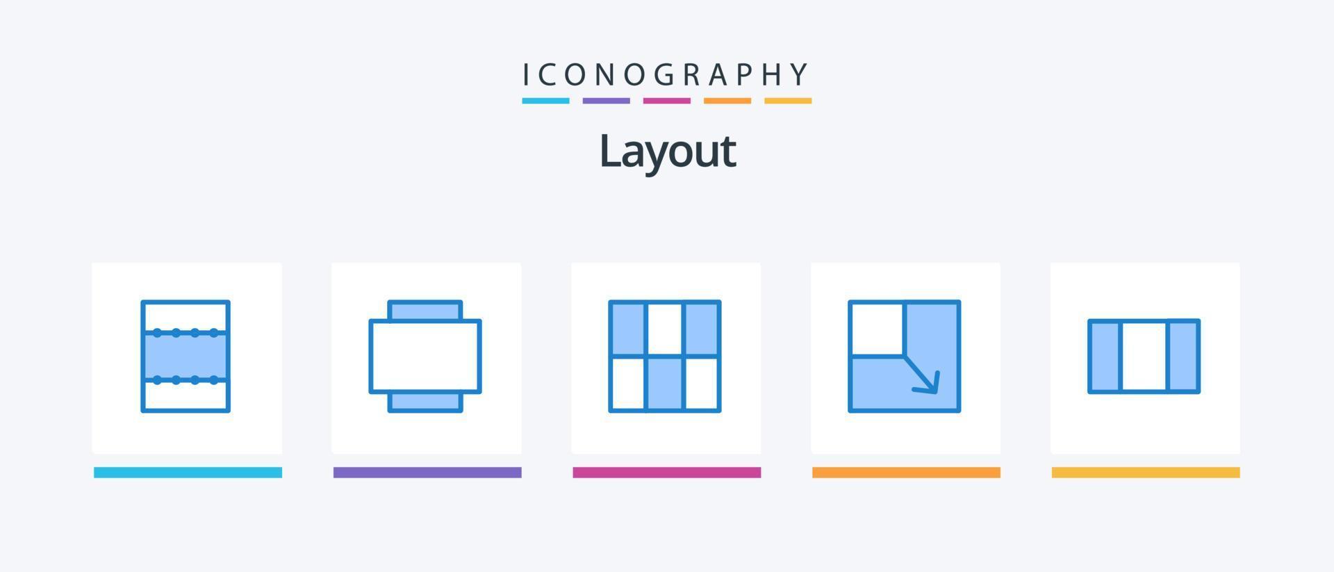 Layout Blue 5 Icon Pack Including . view.. Creative Icons Design vector