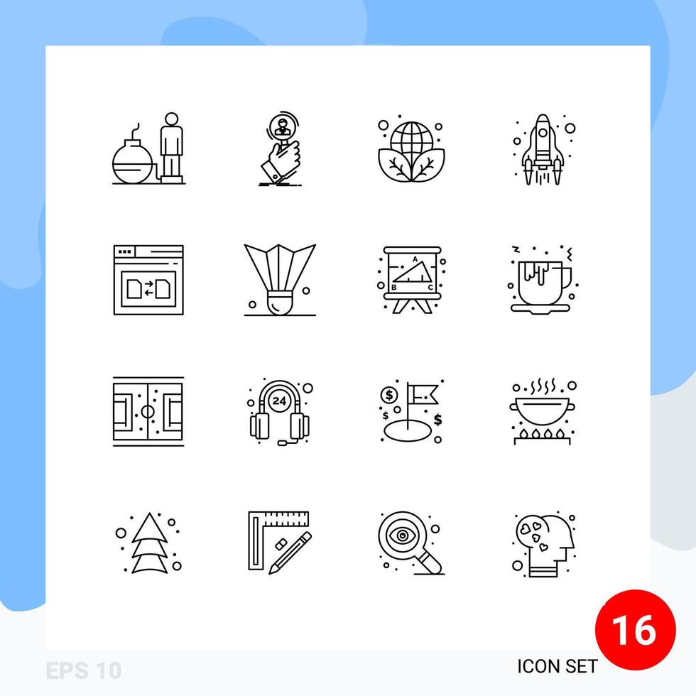 Outline Pack of 16 Universal Symbols of page up people start green Editable Vector Design Elements