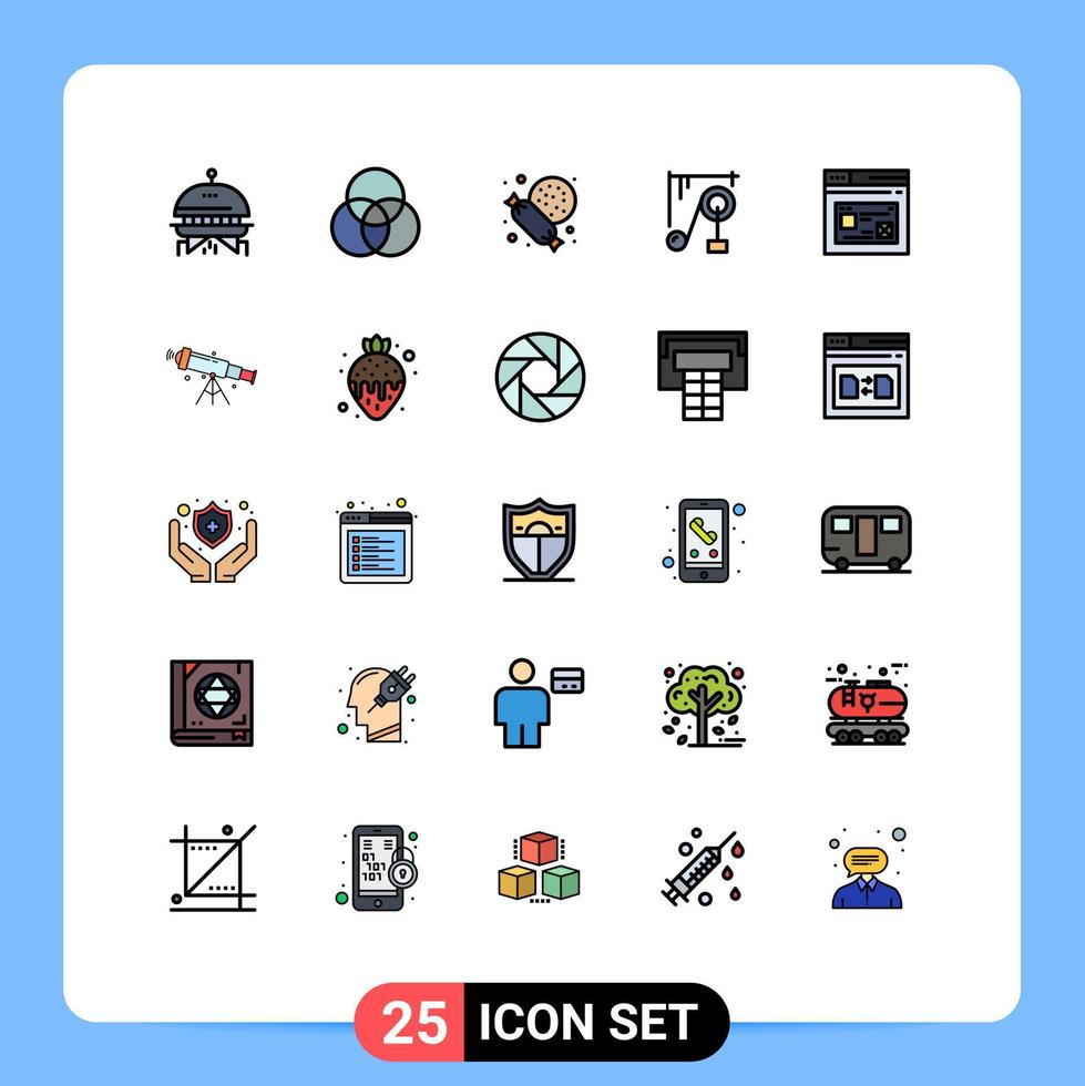 paquete de iconos vectoriales de stock de 25 signos y símbolos de línea para el diseño de elementos de diseño vectorial editables de la máquina de ciencia de la página de dulces web vector