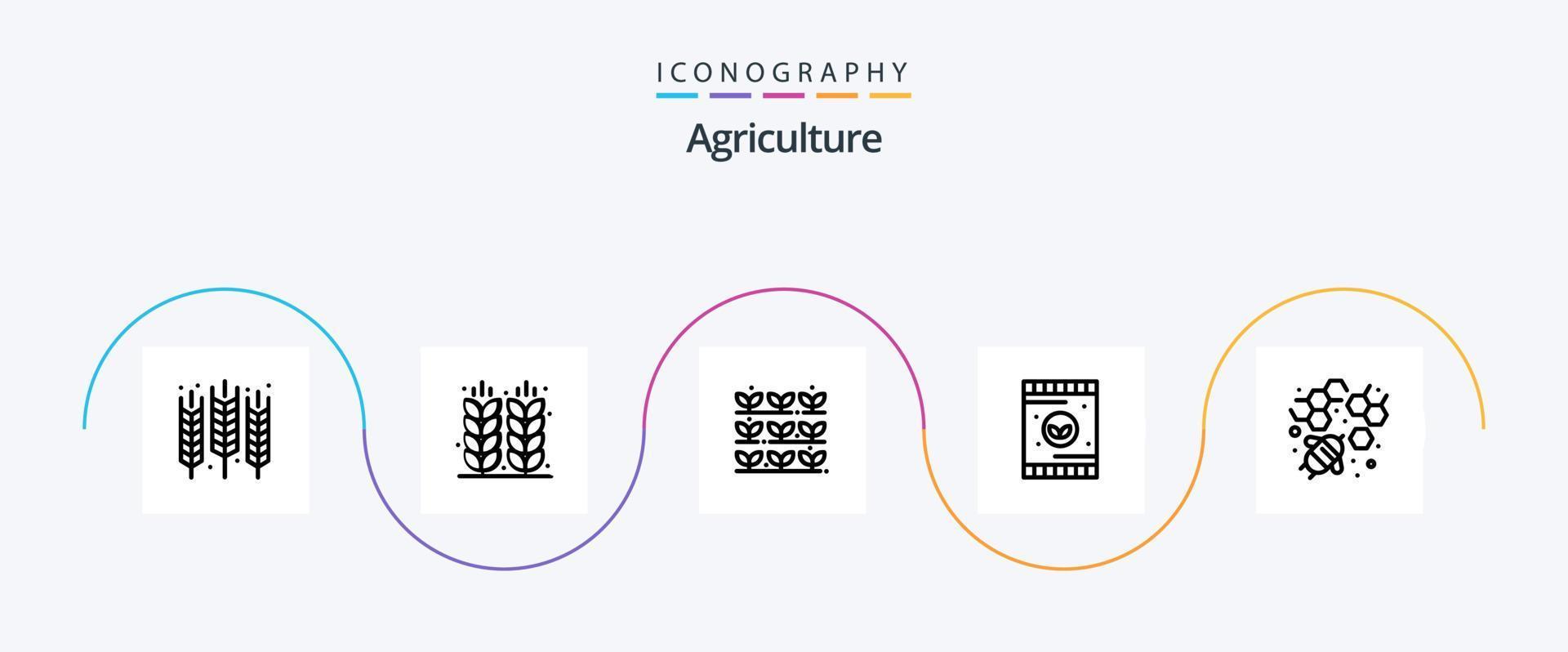 Agriculture Line 5 Icon Pack Including soil. fertilizer. field. agriculture. nature vector