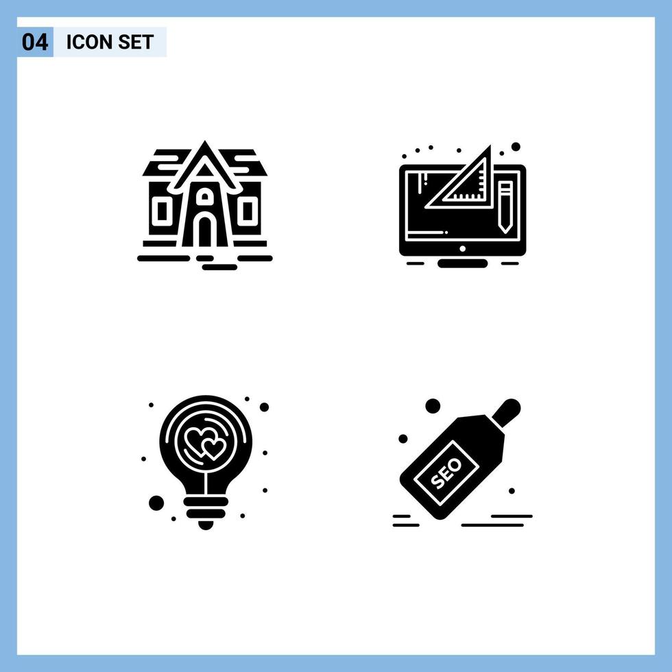 Group of Modern Solid Glyphs Set for building energy creative graphic idea Editable Vector Design Elements