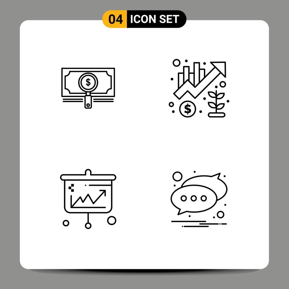 4 User Interface Line Pack of modern Signs and Symbols of money up loan growth arrows Editable Vector Design Elements