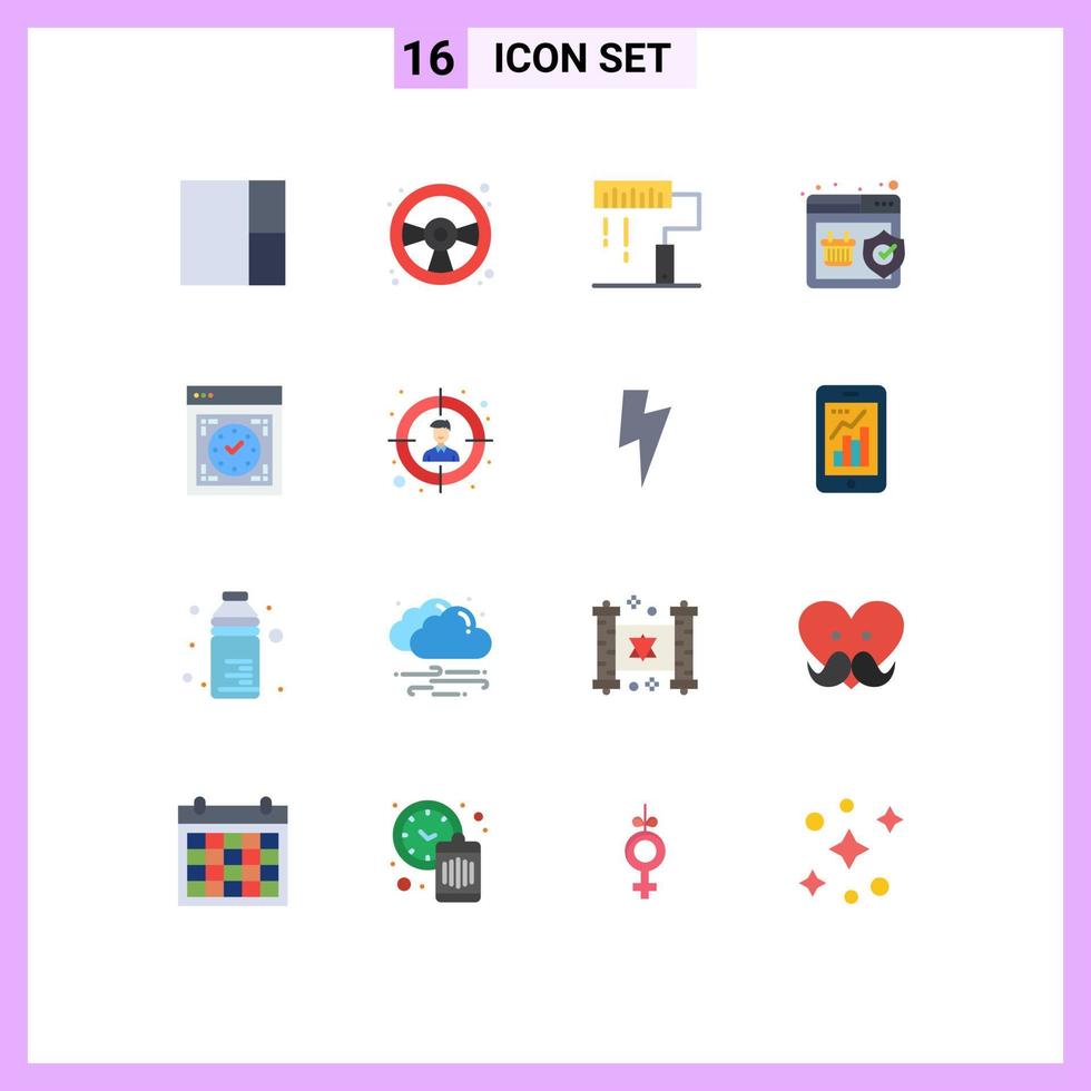 16 Universal Flat Colors Set for Web and Mobile Applications device computer development shopping shield Editable Pack of Creative Vector Design Elements