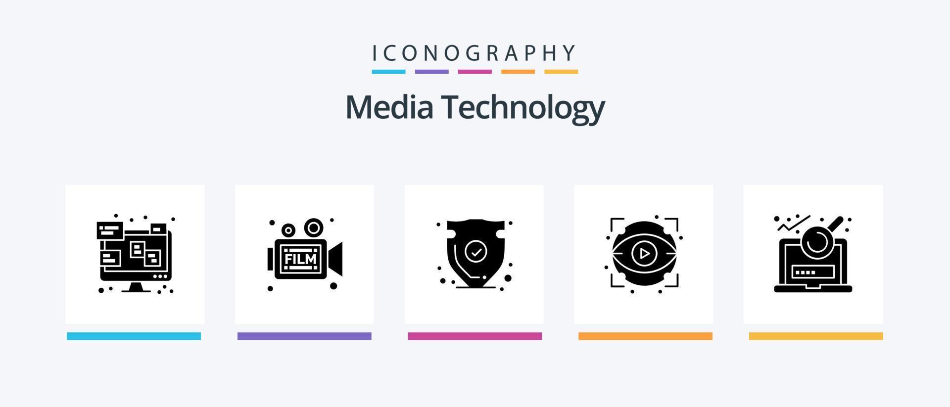 Media Technology Glyph 5 Icon Pack Including show. eyeball. movie. eye. trust. Creative Icons Design vector