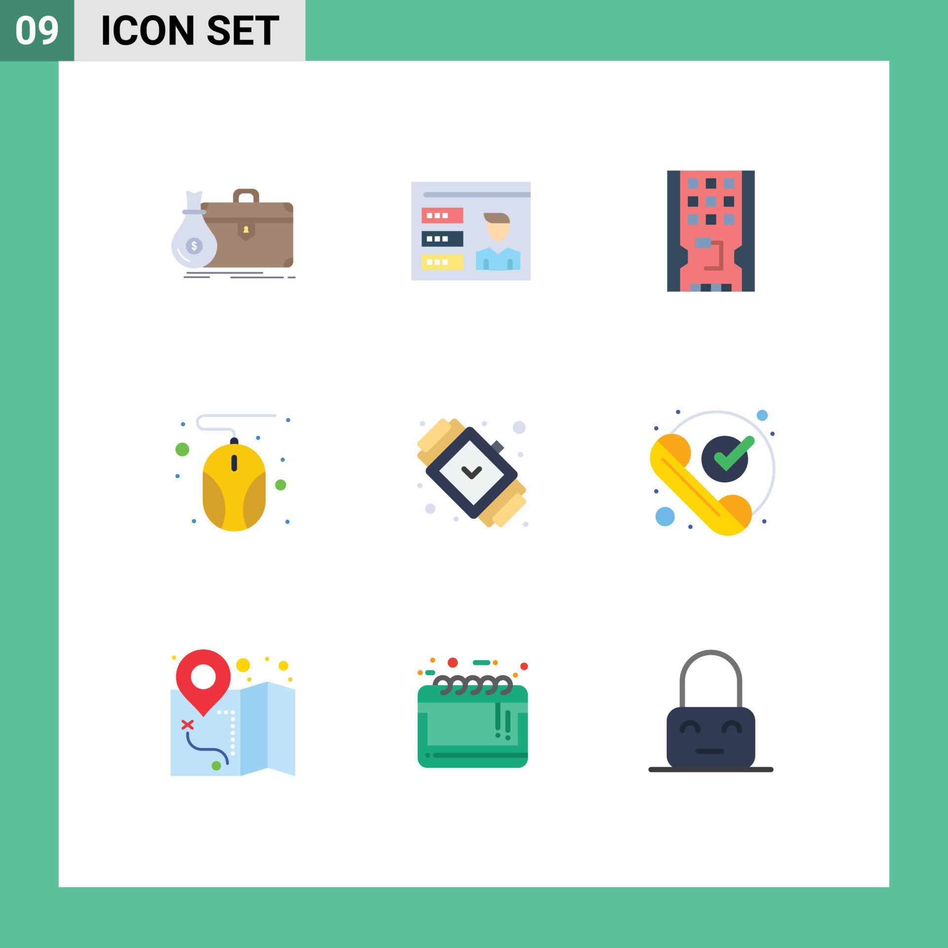 Universal Icon Symbols Group of 9 Modern Flat Colors of accessorize