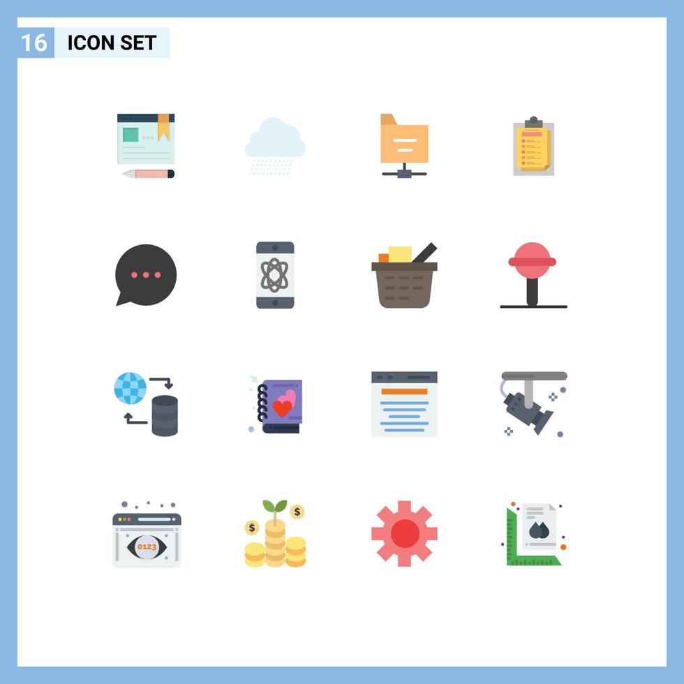 Universal Icon Symbols Group of 16 Modern Flat Colors of comment bubble files file presentation Editable Pack of Creative Vector Design Elements