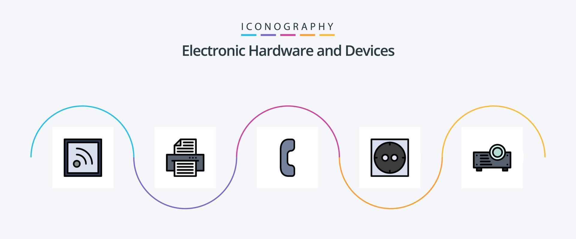 Devices Line Filled Flat 5 Icon Pack Including . phone. presentation vector