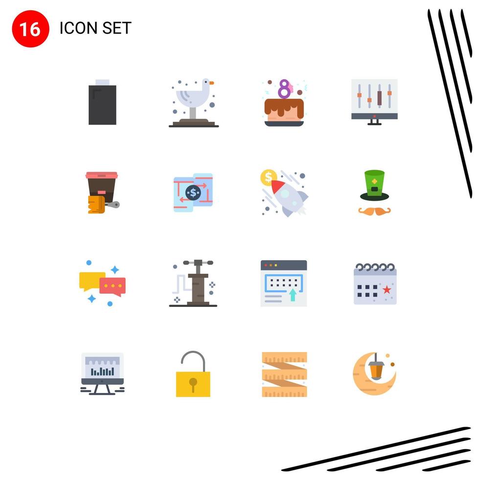Stock Vector Icon Pack of 16 Line Signs and Symbols for color paint love market data Editable Pack of Creative Vector Design Elements
