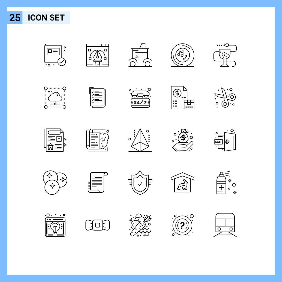 25 Creative Icons Modern Signs and Symbols of song note cart musical sports Editable Vector Design Elements