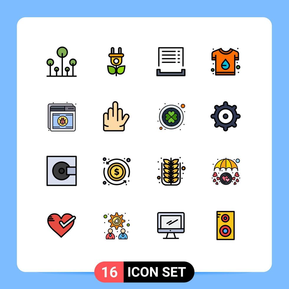 16 iconos creativos signos y símbolos modernos de protección camiseta efectivo impresión marca elementos de diseño de vectores creativos editables