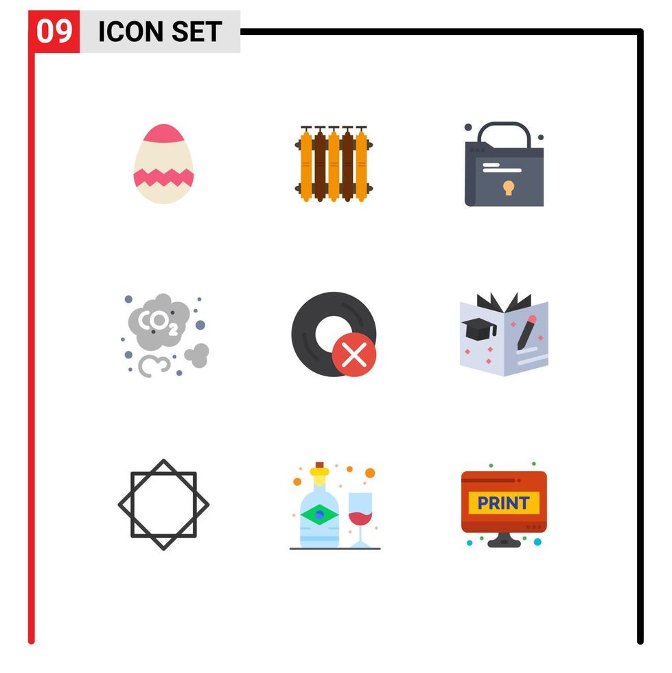 Universal Icon Symbols Group of 9 Modern Flat Colors of disc computers folder dioxide carbon dioxide Editable Vector Design Elements