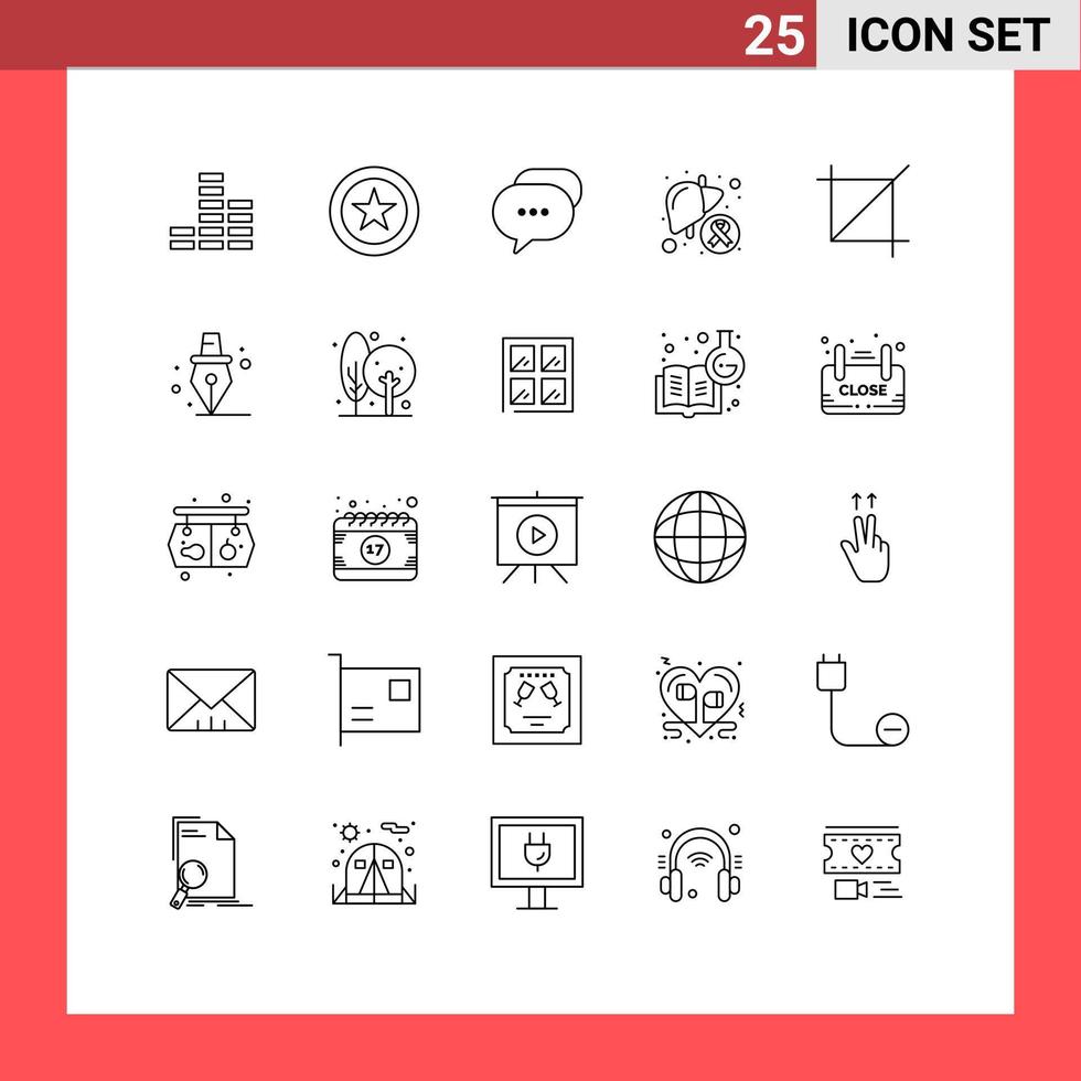 Stock Vector Icon Pack of 25 Line Signs and Symbols for symbols crop messages sick illness Editable Vector Design Elements
