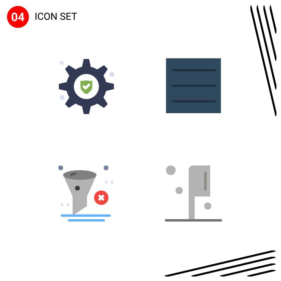 Pack of 4 Modern Flat Icons Signs and Symbols for Web Print Media such as setting trash hamburger development preparation Editable Vector Design Elements