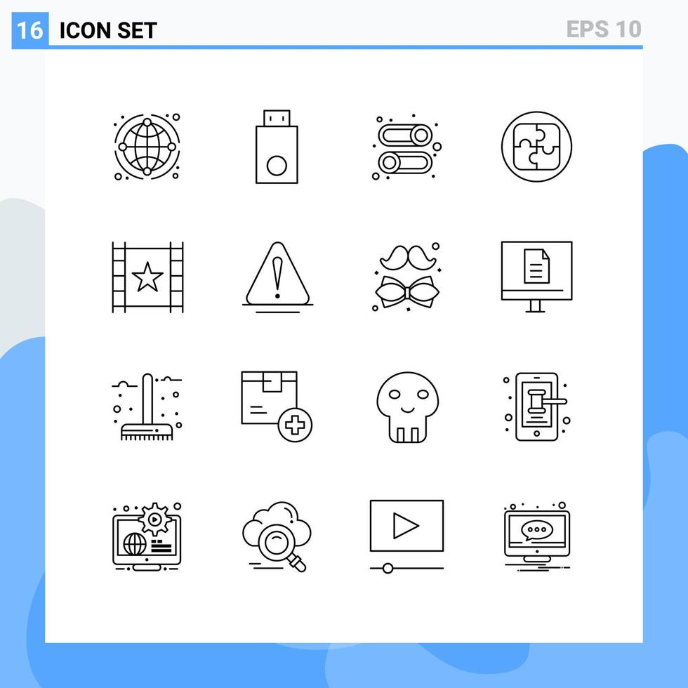 Set of 16 Modern UI Icons Symbols Signs for solution plan products management user Editable Vector Design Elements