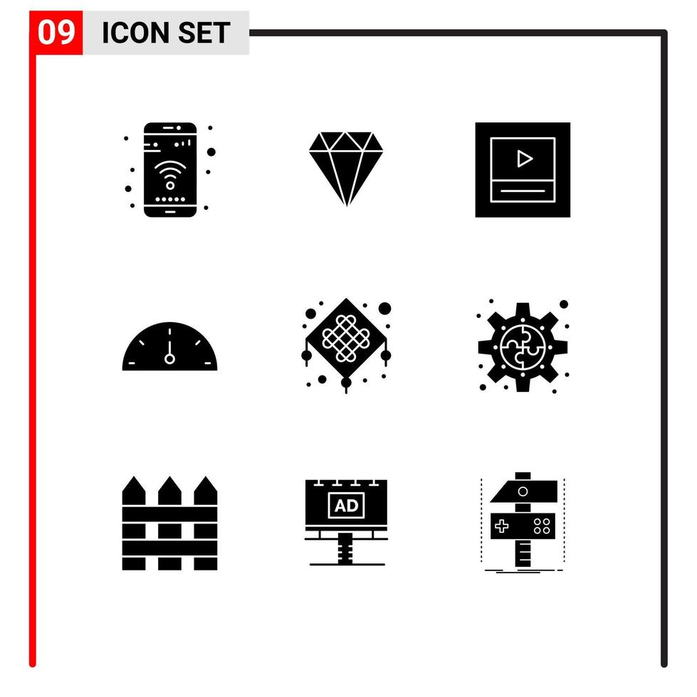 9 Solid Glyph concept for Websites Mobile and Apps celebration lantern layout chinese gauge Editable Vector Design Elements