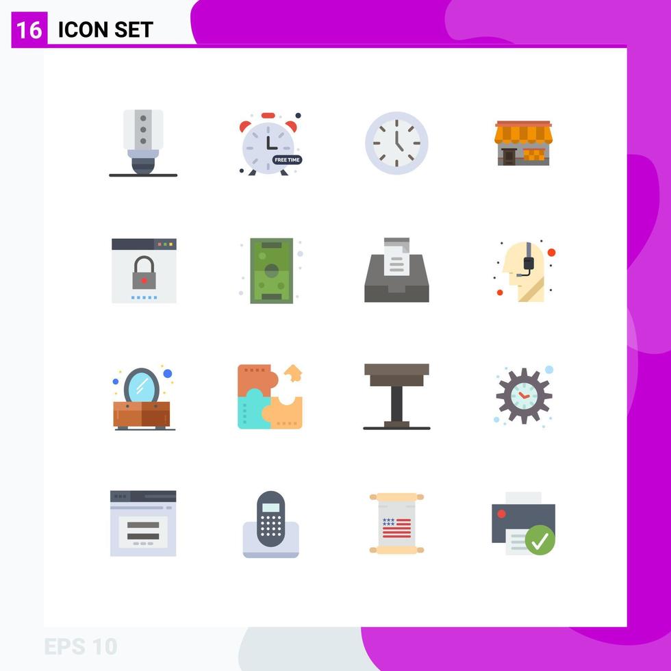 Set of 16 Vector Flat Colors on Grid for media building furniture store online Editable Pack of Creative Vector Design Elements