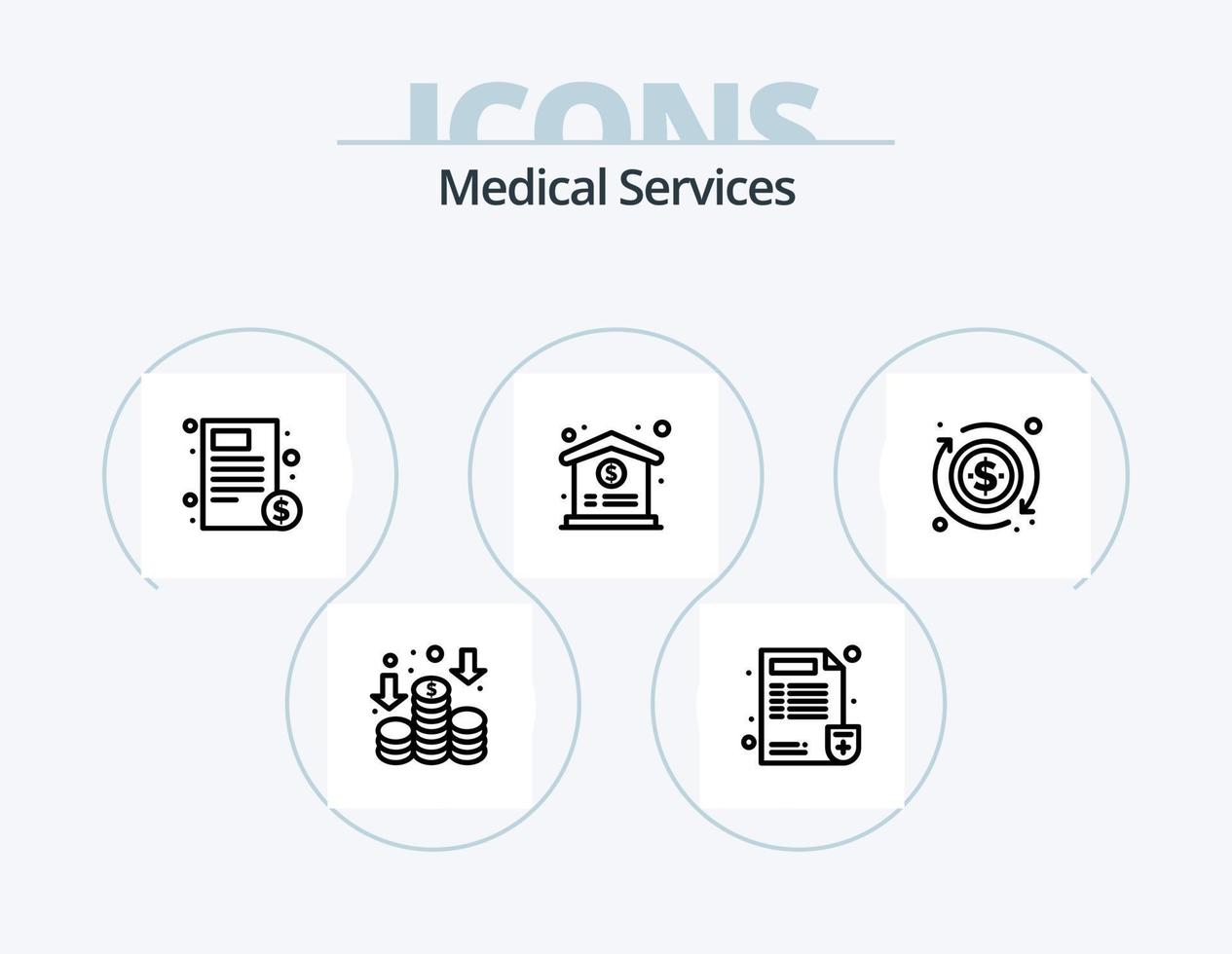 paquete de iconos de línea de servicios médicos 5 diseño de iconos. . papel medico bar. médico. seguro vector