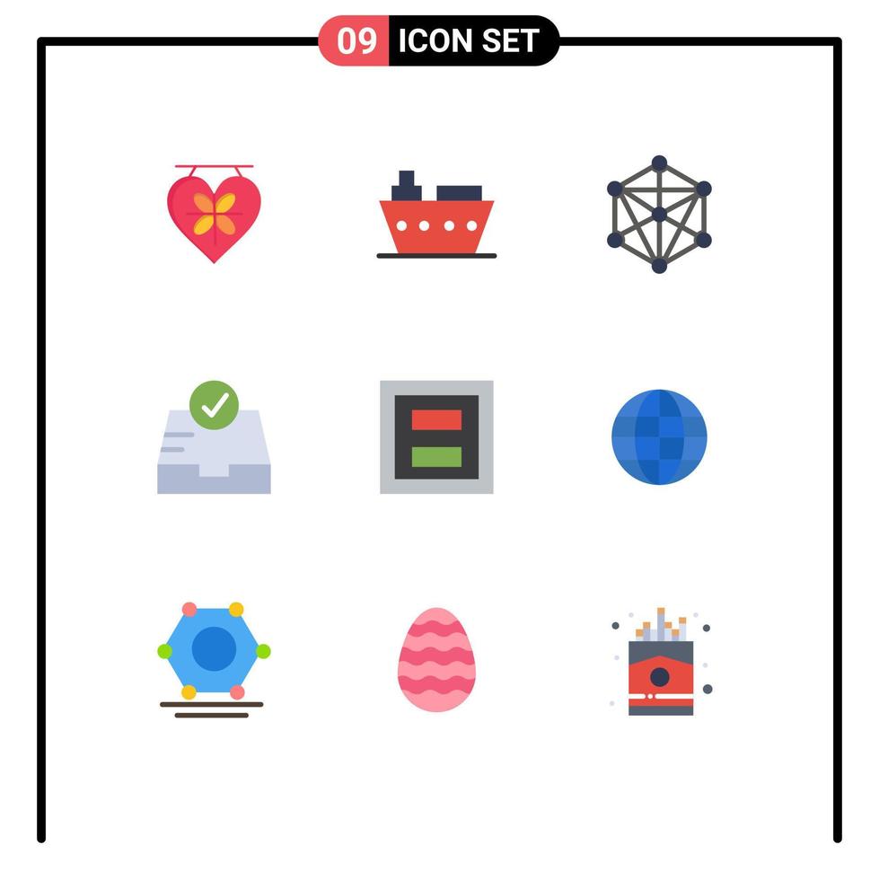 Set of 9 Modern UI Icons Symbols Signs for layout display data mailbox check Editable Vector Design Elements