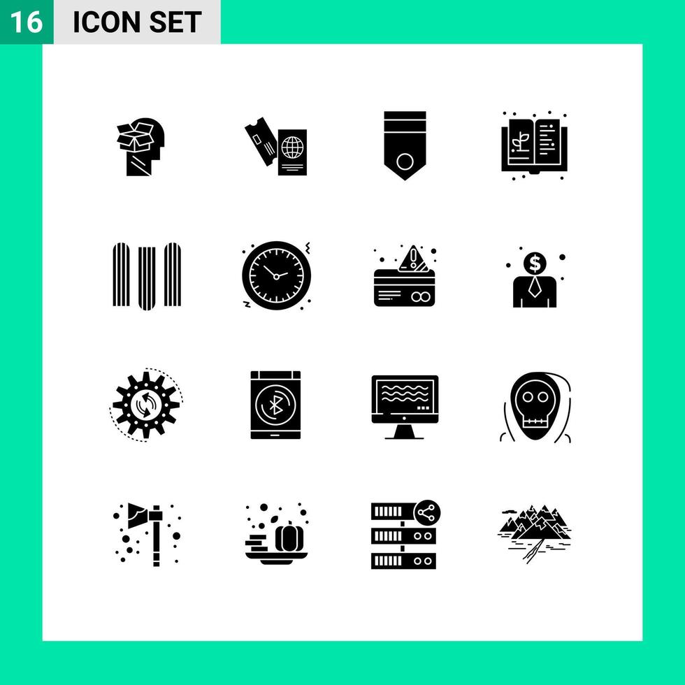 Editable Vector Line Pack of 16 Simple Solid Glyphs of expand book travel soldier military Editable Vector Design Elements