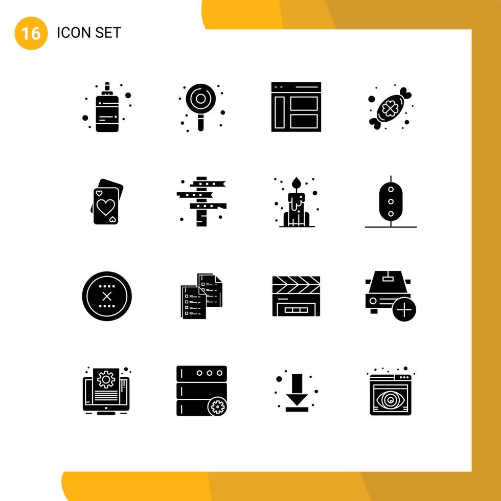 Pictogram Set of 16 Simple Solid Glyphs of card day communication celebrate user Editable Vector Design Elements