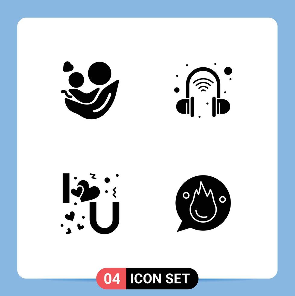 4 User Interface Solid Glyph Pack of modern Signs and Symbols of mother i day technology you Editable Vector Design Elements
