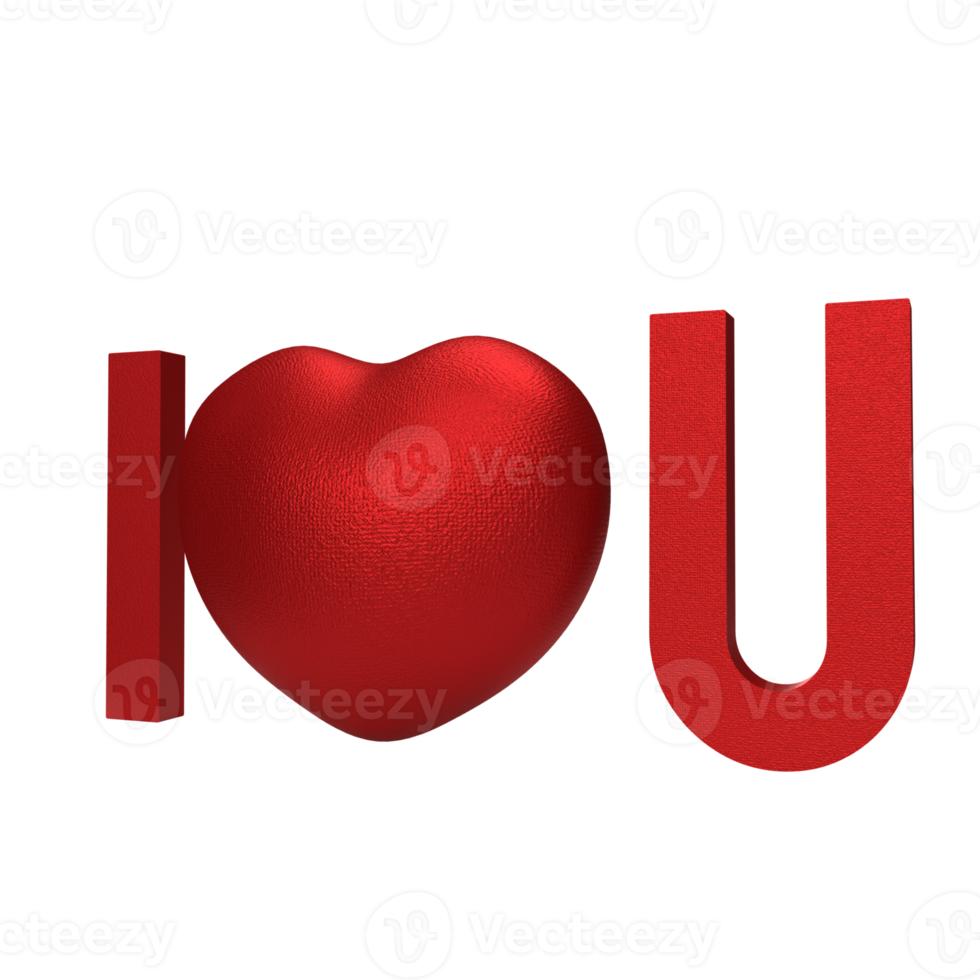 Red I love you text png image