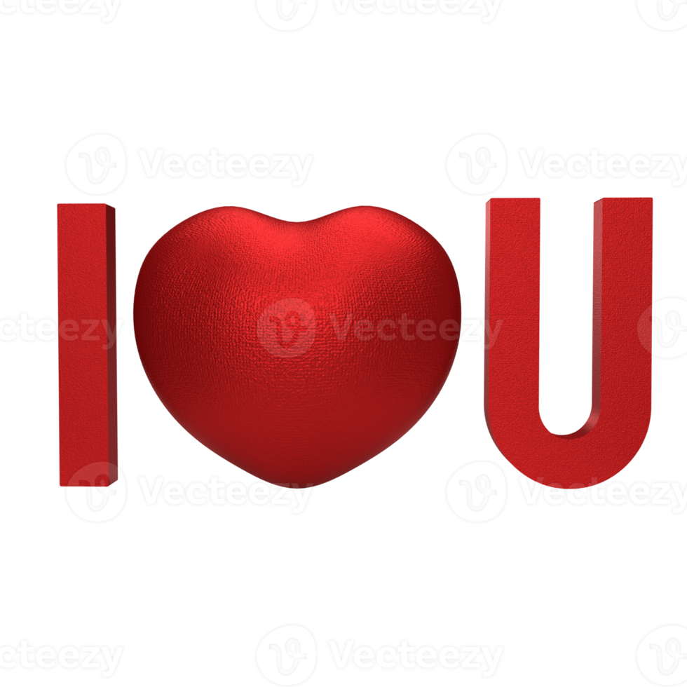 Red I love you text png image