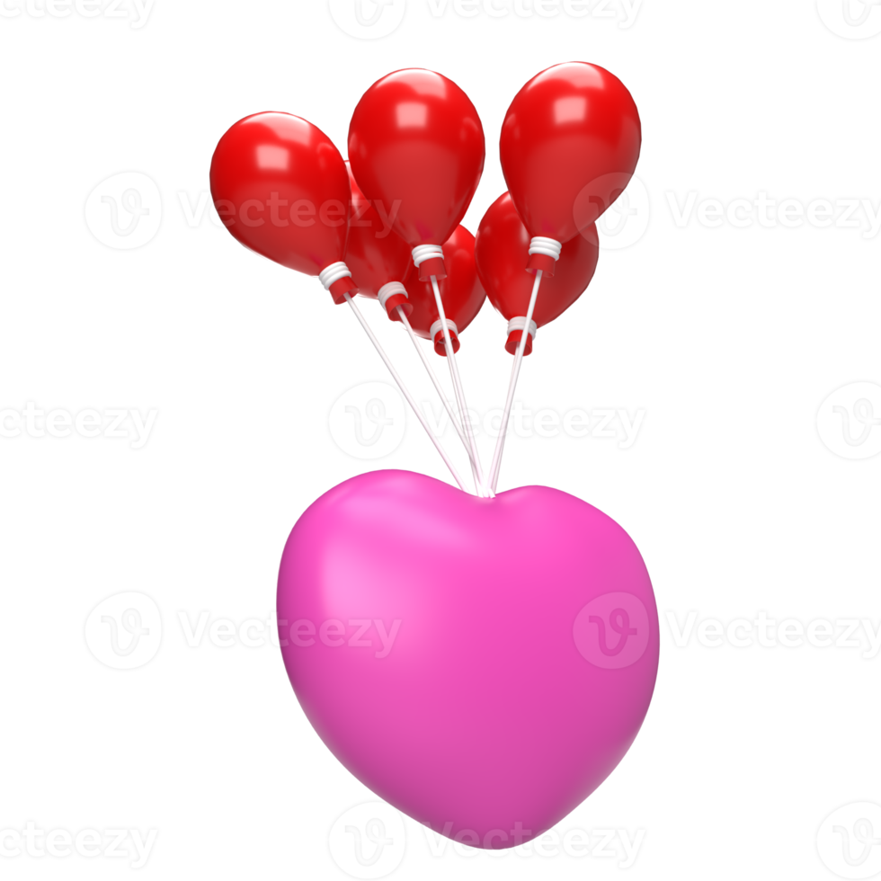 The pink heart and red balloon png image