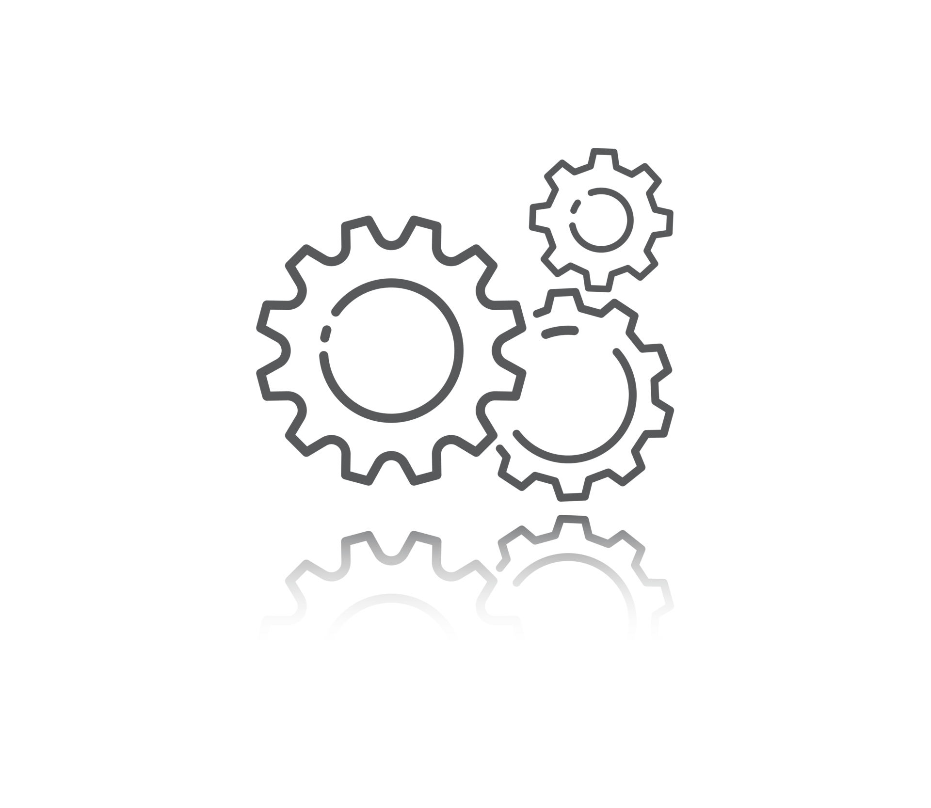 Zahnradsymbol, Zahnradeinstellungen dünne Linie Symbol, Zahnrad