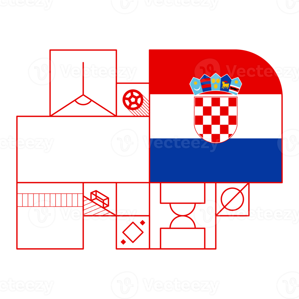 Kroatië vlag voor 2022 Amerikaans voetbal kop toernooi. geïsoleerd nationaal team vlag met meetkundig elementen voor 2022 voetbal of Amerikaans voetbal vector illustratie png