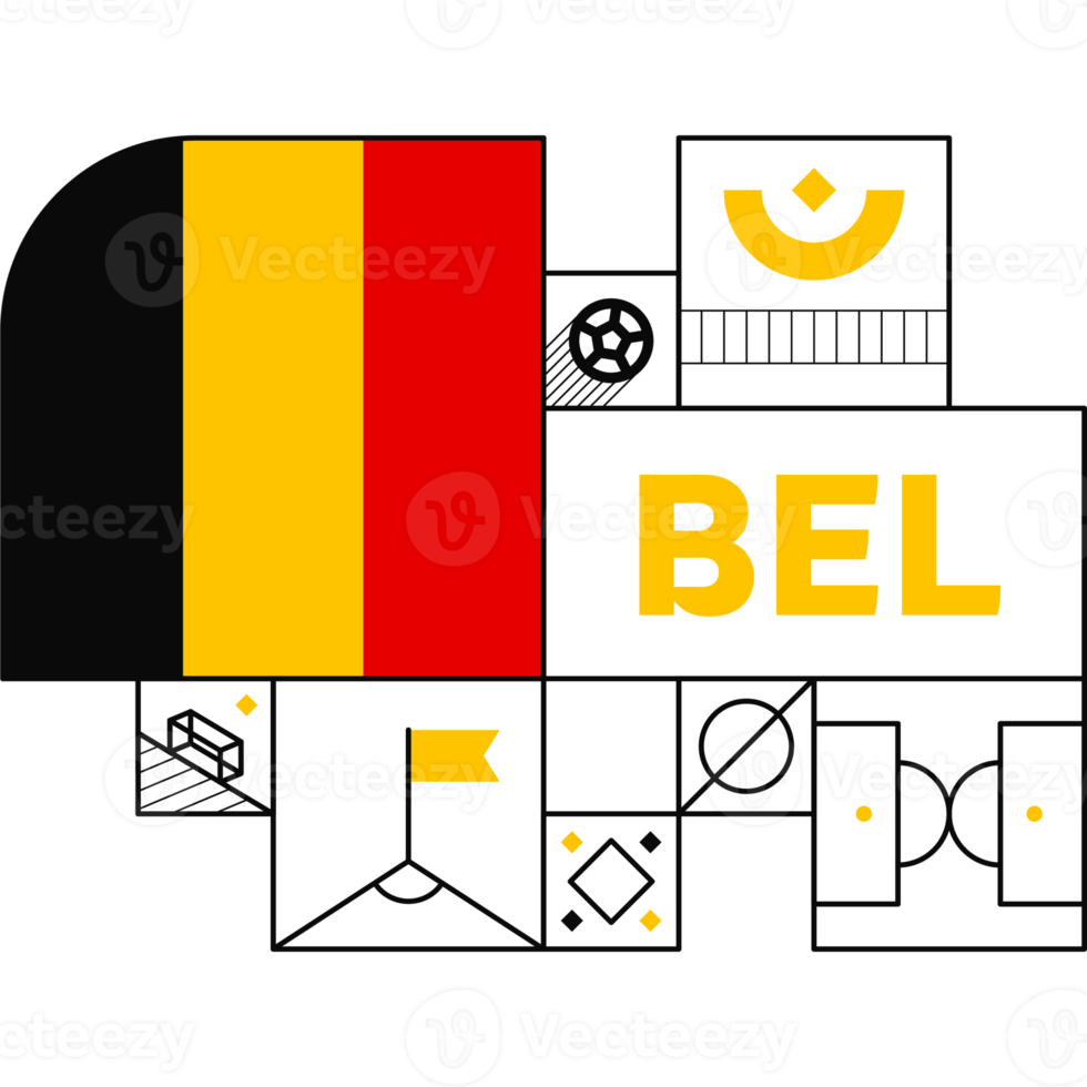 belgium flag for 2022 football cup tournament. isolated National team flag with geometric elements for 2022 soccer or football Vector illustration png