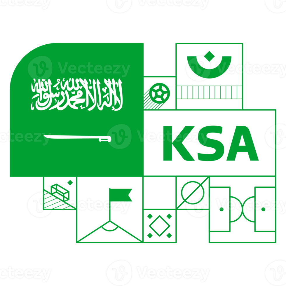 saudi arabia flag for 2022 football cup tournament. isolated National team flag with geometric elements for 2022 soccer or football Vector illustration png