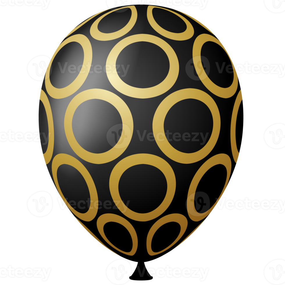 3d helium lucht ballon zwart goud png