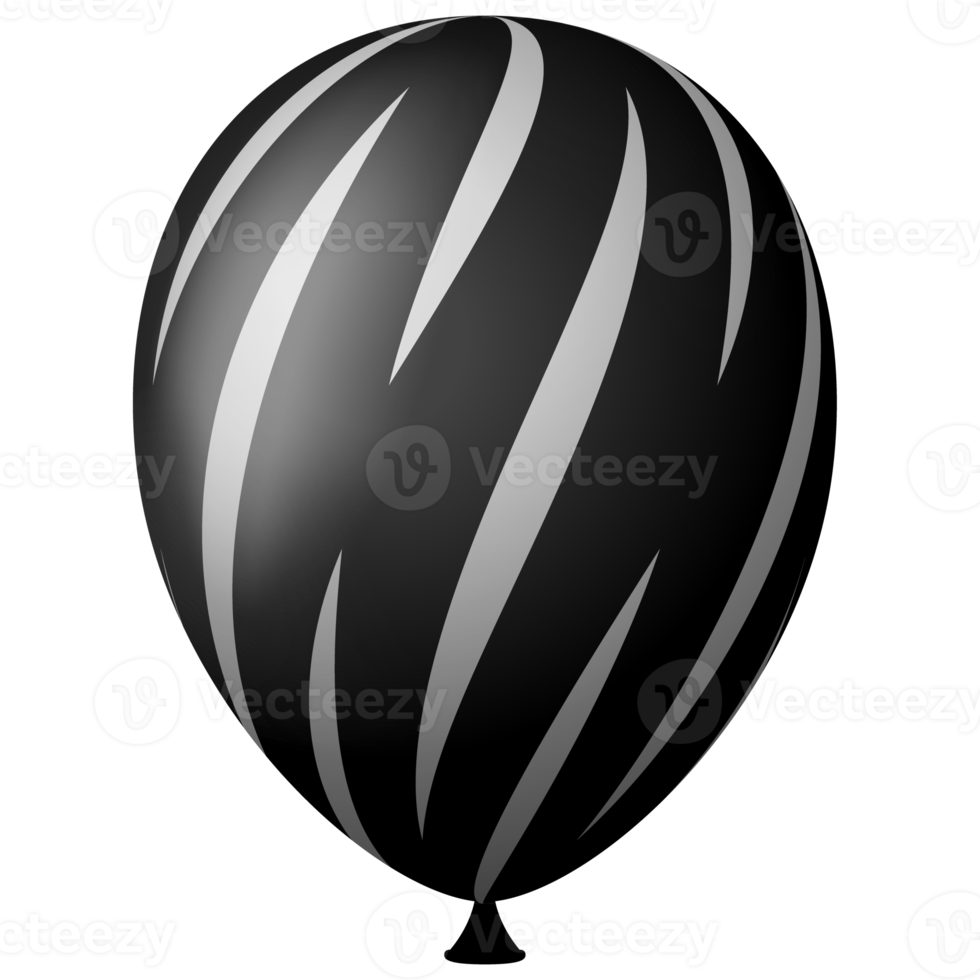 balão de ar de hélio 3d preto branco png