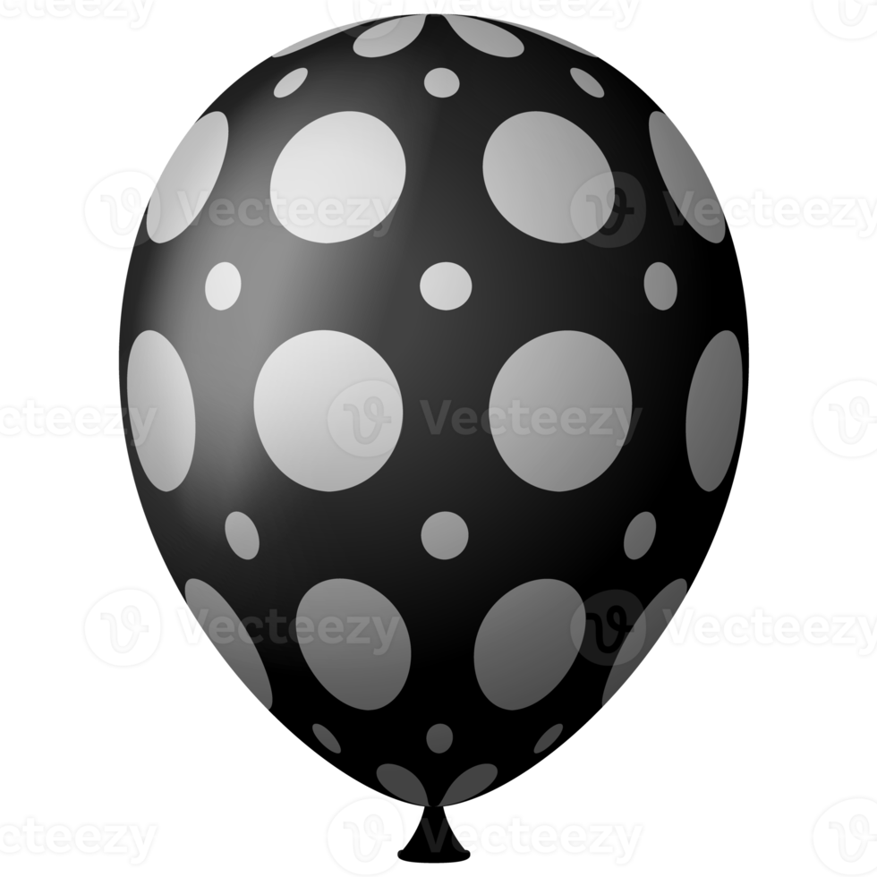 balão de ar de hélio 3d preto branco png