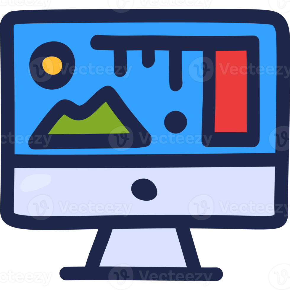 monitor doodle icon png