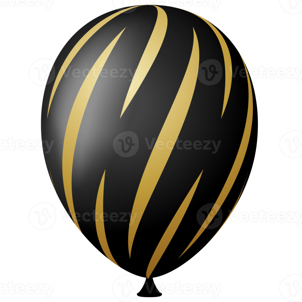 3d helium lucht ballon zwart goud png