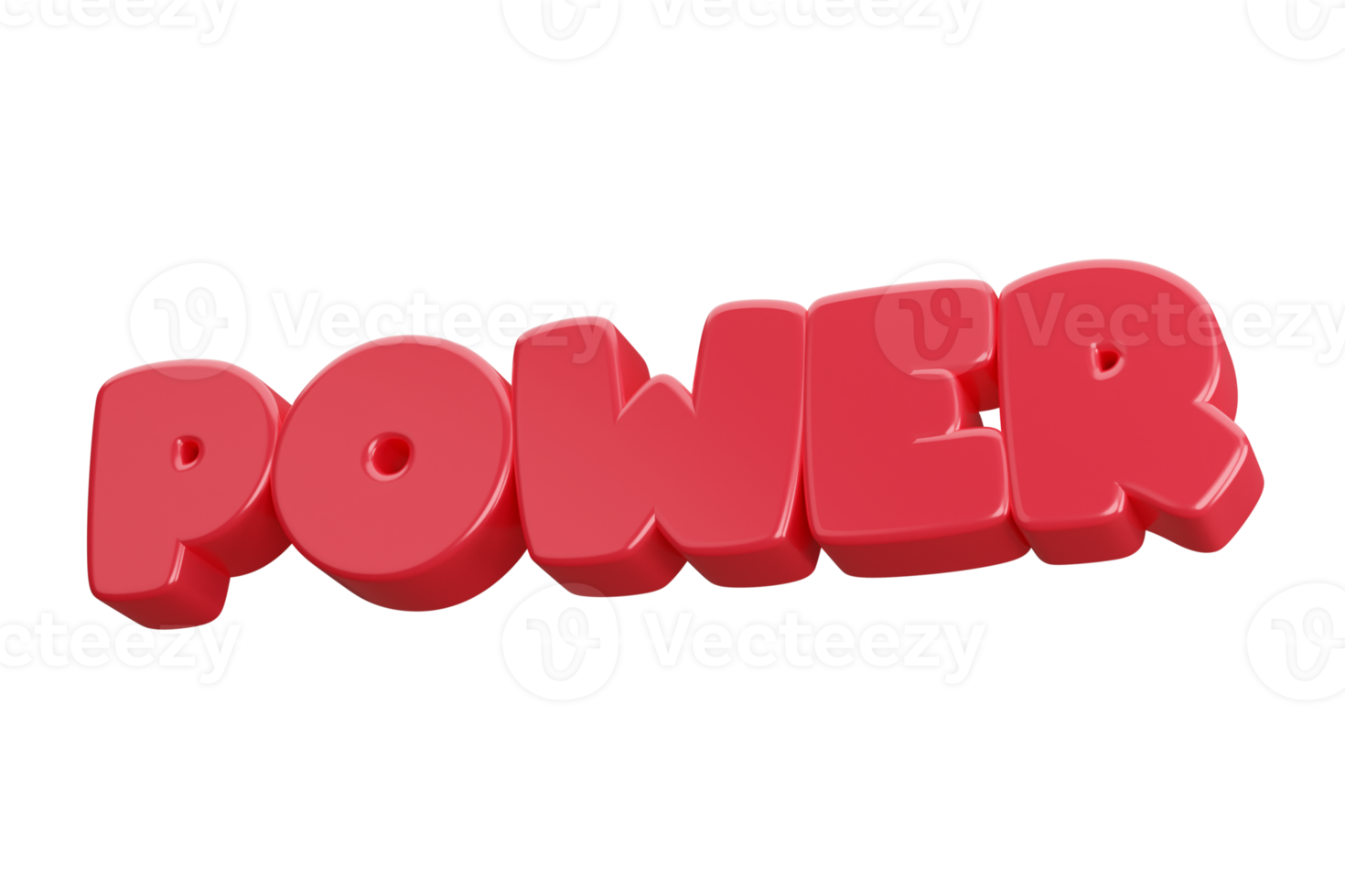 power 3d word text png