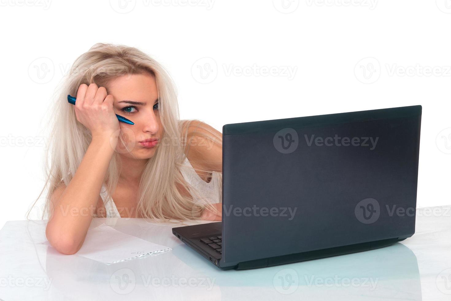 Girl with laptop photo