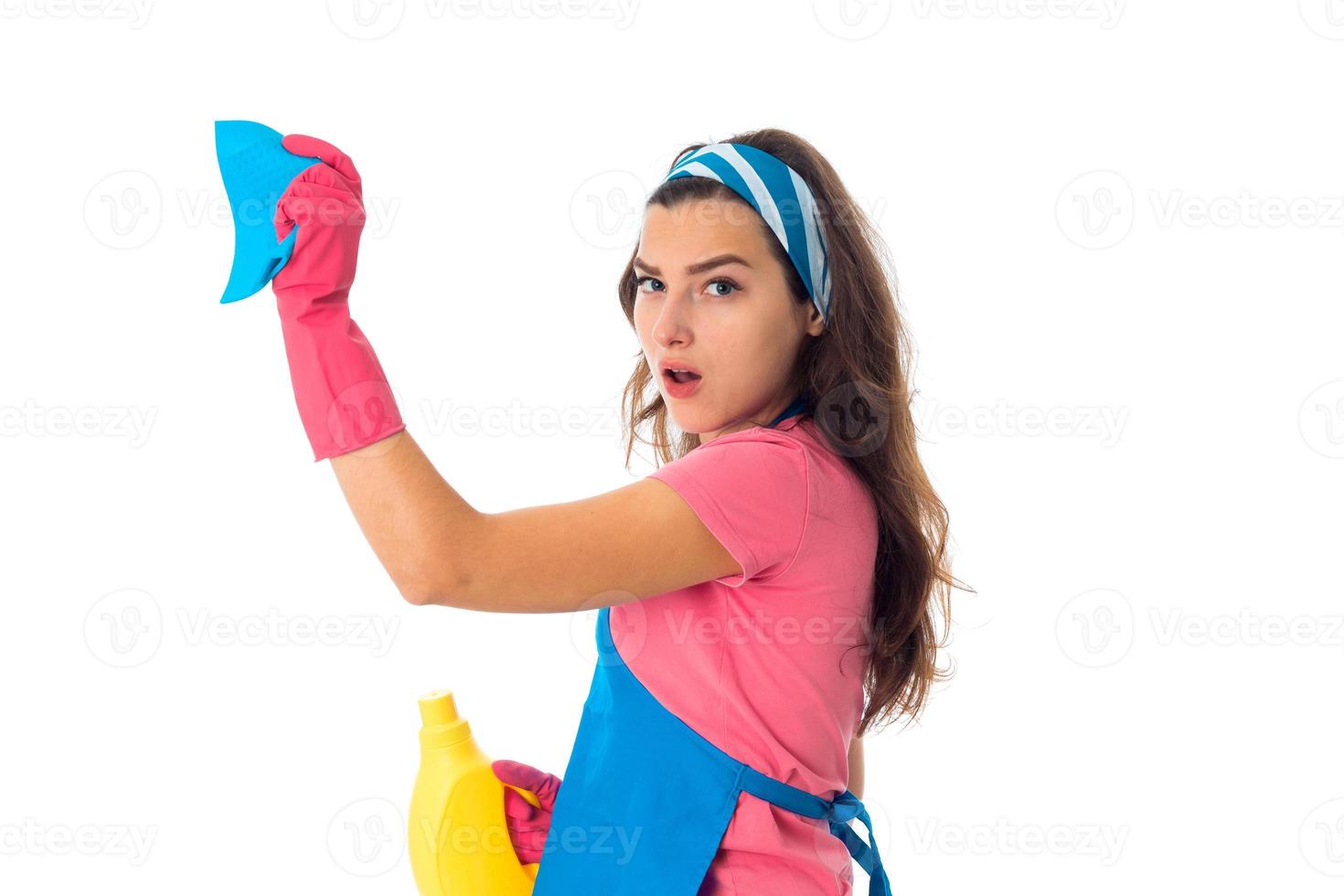 young maid woman with cleansers photo