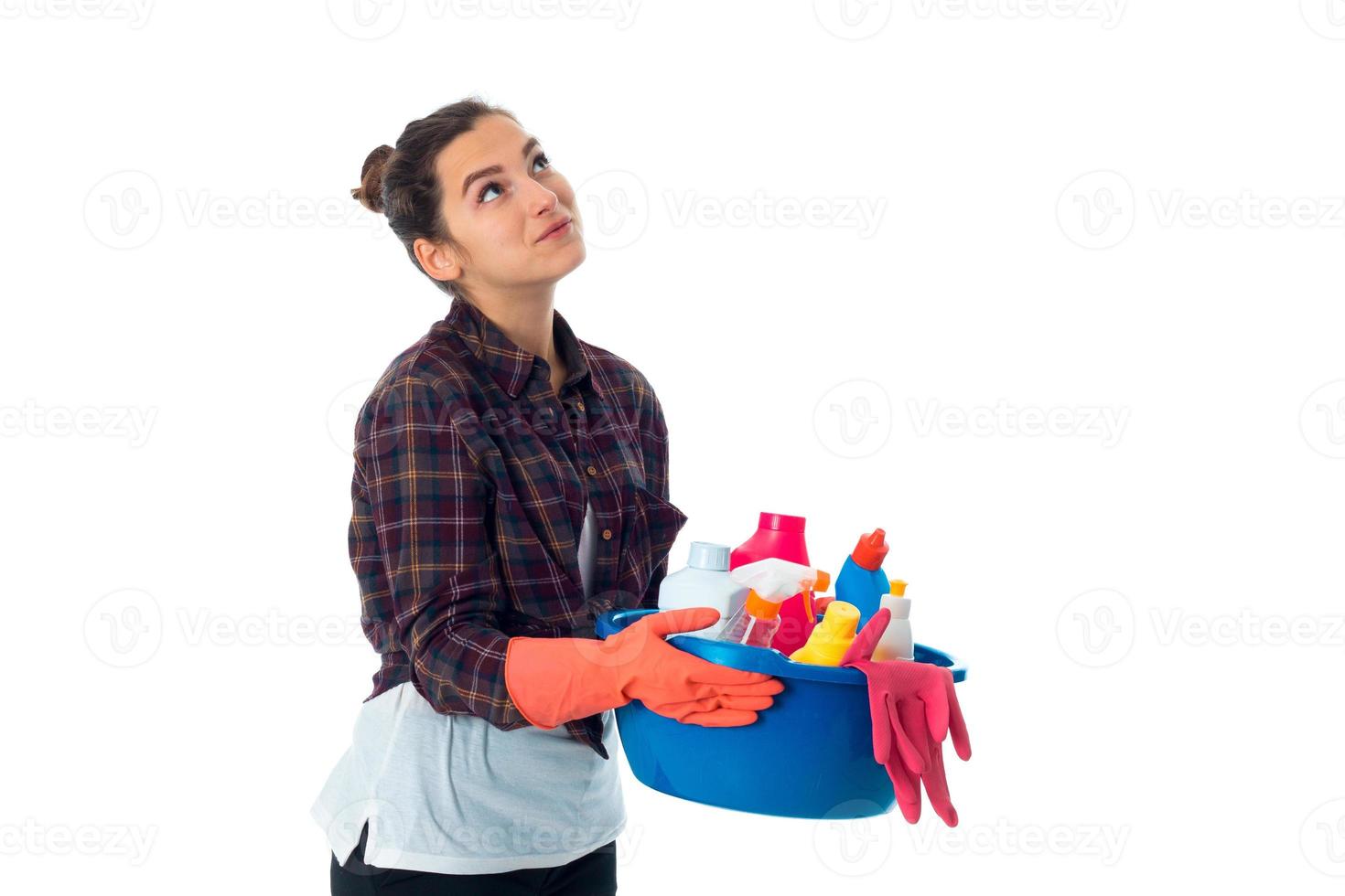 young maid woman with cleansers photo